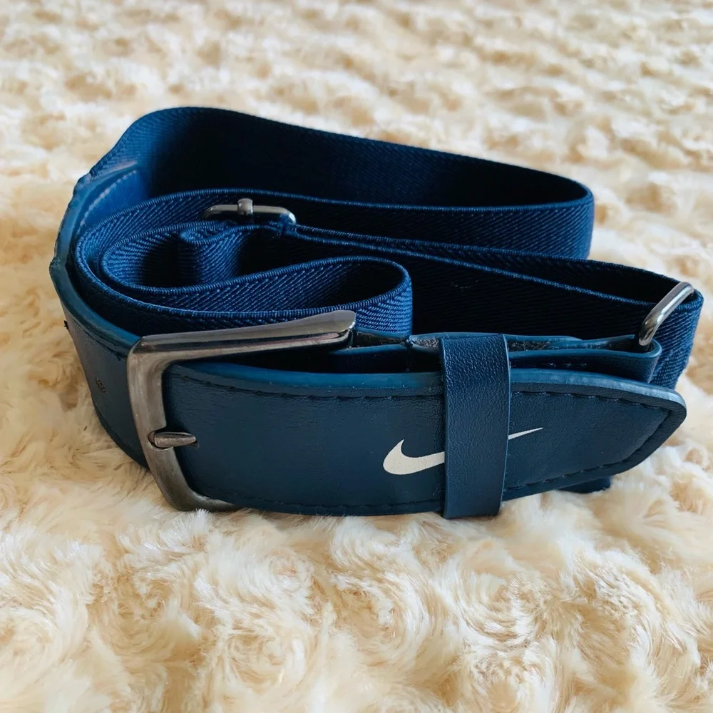NIKE One Size Navy Blue Swoosh Elastic Baseball Belt O/S
